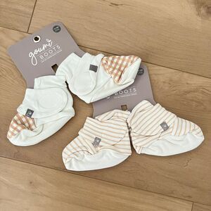 NWT Goumi Kids Baby Boots Set Picnic & Dune Stripe SZ 12-18 mo Bamboo Booties